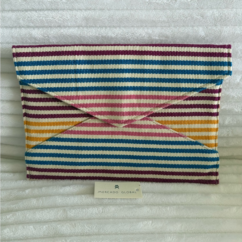 Multicolor Striped Envelope Clutch